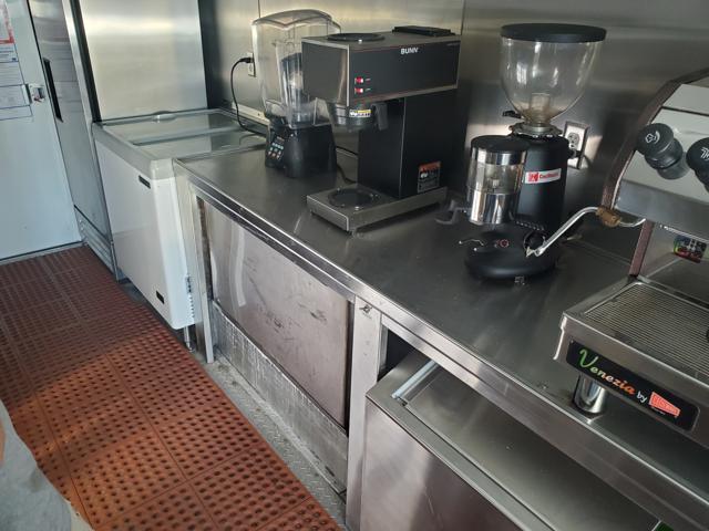 Coffee station with Bunn brewer, grinder and blender